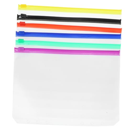 ZUNOXAZ 12 Stück Teiliges Reißverschluss Binder Pouch aus PVC für Scrapbooking Abnehmbare Taschen für Visitenkarten Dokumente und Notizen Schwarz Blau Gelb Rot Grün von ZUNOXAZ