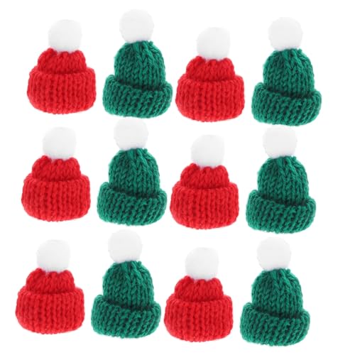 ZUNOXAZ 12 Stück Teiliges Weihnachtsmützen Handgestrickte Dekorative Flaschen und Puppenhüte in Rot und Grün Multifunktional für DIY Weihnachtsschmuck und Flaschendekoration von ZUNOXAZ