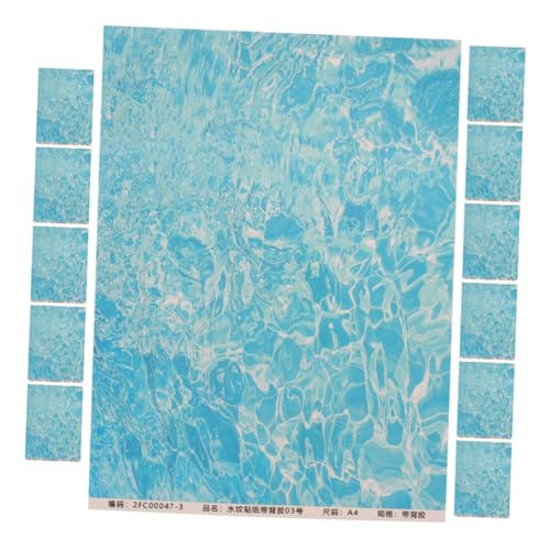 ZUNOXAZ 12 Stück Wellenaufkleber Wasserhintergrund Ozeantextur Scrapbook Papier Wassermuster Scrapbooking Papier Scrapbooking Papierblock Wasserwellenvorhang Selbstklebendes von ZUNOXAZ