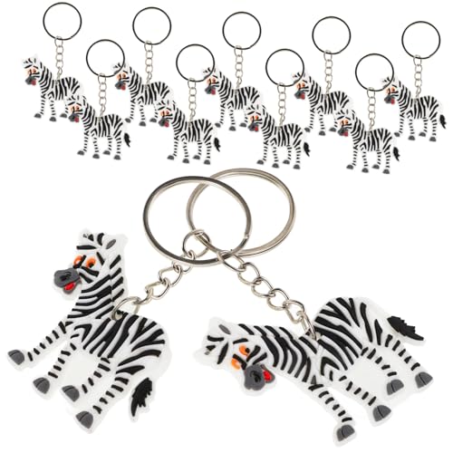 ZUNOXAZ 12 Stück Zebra-Schlüsselanhänger schlüsselanhänger lustige schlüsselanhänger Schlüsselbundzubehör Inhaber schlüsselring Auto-Deko Handtaschen-Hängeornamente Rucksackanhänger von ZUNOXAZ
