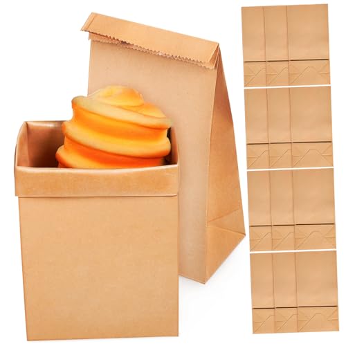 ZUNOXAZ 120 Stück Kraftpapier Papiertüten für Lebensmittel Lebensmittelechte Brottüten Fettresistente Snack Sandwichbeutel Vielseitige Lunch Geschenkverpackung aus Naturkraftpapier von ZUNOXAZ