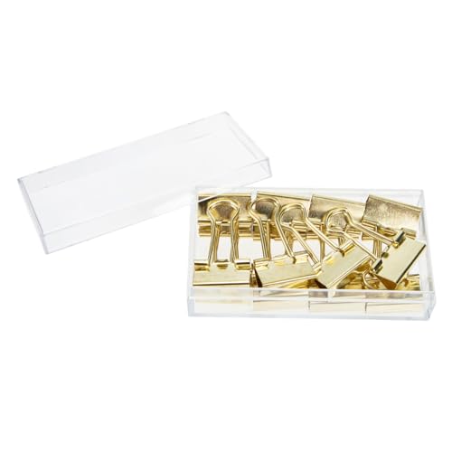 ZUNOXAZ 16 Stück Teiliges Binder Clips aus Legierung Goldene Büroklammern mit Starker Haftung Vielseitige Papierklemmen für Akten Belege Dokumente für Büro Schule und Zuhause von ZUNOXAZ