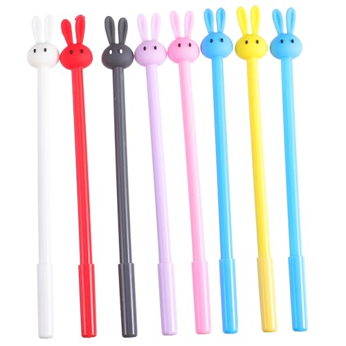 ZUNOXAZ 16 Stück Teiliges Cartoon Kaninchen Gelstifte mit Langen Ohren Praktische Kunststoff Roller Kugelschreiber für Schüler Bequem Grip Bunte Tintenfarben für Schule Zufällige Farbe von ZUNOXAZ
