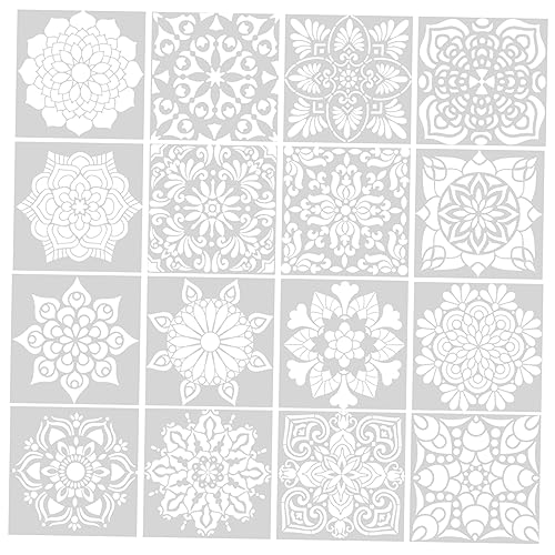ZUNOXAZ 16 Stück Teiliges Wiederverwendbares Blumen Schablonen Botanische Muster Vielseitig für DIY Scrapbooking Wand und Holzbemalung Robustes Zeichen und Sprühschablonen von ZUNOXAZ