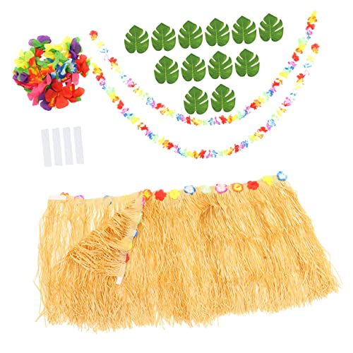 ZUNOXAZ 1Satz Hawaiianisches Party Teiliges Tischrock mit Bunten Dekoren für Luau Feiern und Sommerfeste Tischrock Palmenblättern Hibiskusblüten von ZUNOXAZ
