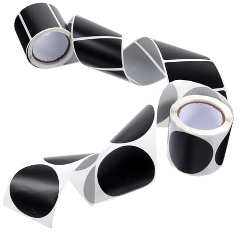 ZUNOXAZ 2 Rollen Schwarze Beschreibbare Pvc aufkleber Runde und Rechteckige Selbstklebende Klassifizierungs etiketten Vielseitig für Schule Haushalt Bastelprojekte von ZUNOXAZ