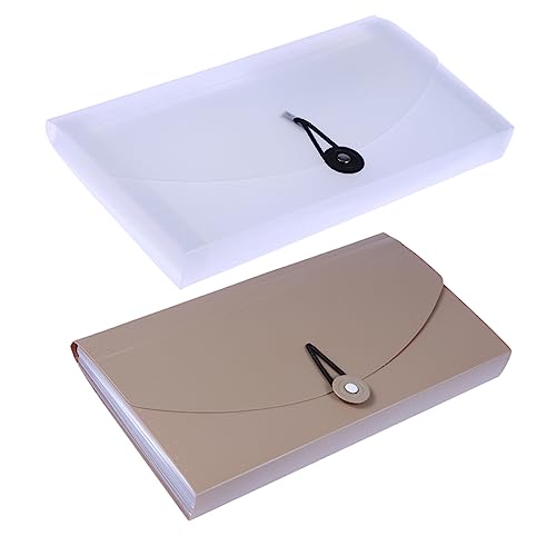 ZUNOXAZ 2 Stück Fächermappe aus PP Material Erweiterbare Dokumentenmappe mit Elastischem Band Halbtransparent Khaki für Büro und Zuhause Vielseitiger Dokumenten Organizer von ZUNOXAZ