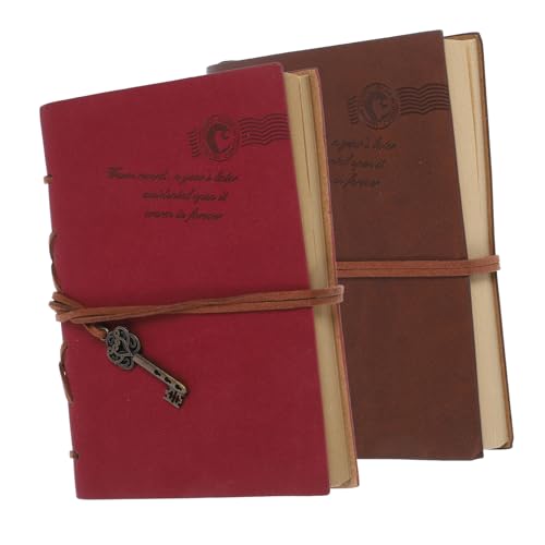 ZUNOXAZ 2 Stück PU Journal Notizbuch Vintage Retro Design aus PU Kunstleder und Kraftpapier Kompaktes Kleines Notizbuch für Reise Schule Büro Stilvolles Erinnerungsbuch und Tagebuch von ZUNOXAZ