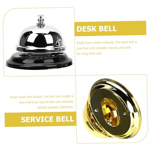 ZUNOXAZ 2 Stück Teiliges Metalldesk Bell Laute Serviceglocke für Restaurant Hotel Trainingsglocke Tiertraining und Partyspiel Stabile Tischglocke in Gold Silber Vielseitig Einsetzbar von ZUNOXAZ