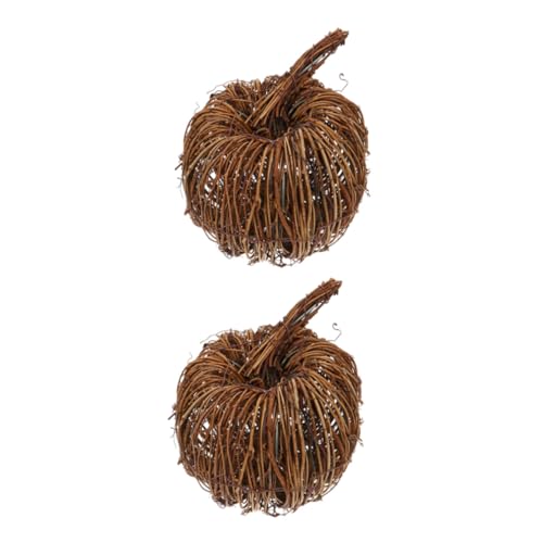 ZUNOXAZ 2 Stück Teiliges Rattan Kürbis Handgefertigt Leicht Tragbar Natürliche Textur mit Einzigartigem Flechtmuster als Halloween Tisch und Herbst Dekoration für Zuhause und Gastronomie von ZUNOXAZ