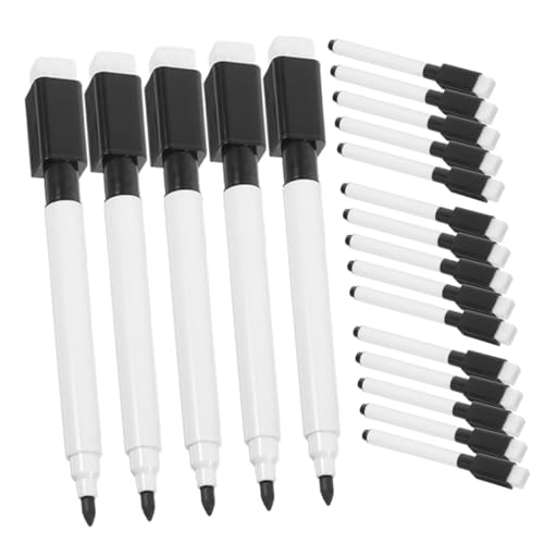 ZUNOXAZ 20 Stück Teiliges Whiteboard Marker mit Radiergummi Abwischbare Wasserbasierte Schwarze Klein Praktisch für Büro Schule und Zuhause Vielseitig Einsetzbar Whiteboards und Glatten von ZUNOXAZ