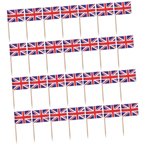 ZUNOXAZ 200 Stück Zahnstocher Flaggen aus Dekorative Mehrfunktionale Cupcake Topper Britische Fähnchen Stabile und Festliche Tortendeko für Geburtstage und Feiern von ZUNOXAZ