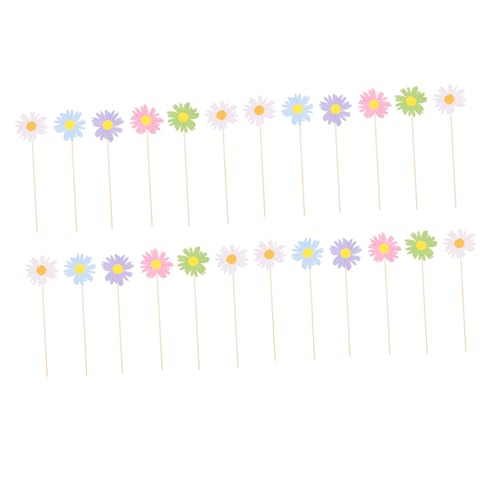 ZUNOXAZ Stück Kucheneinsatz Blume Einsätze Cupcake-topper Mit Gänseblümchen Sortiert Party Rosa Wählt Hochzeit Bunt Einfügen Dessert-topper Gänseblümchen-kuchenspieße Papier von ZUNOXAZ