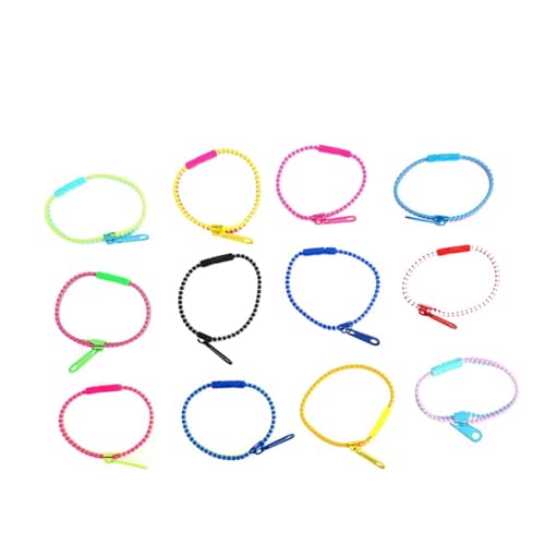 ZUNOXAZ 24 Stück Teiliges Zipper Armband Zweifarbige Freundschaftsarmbänder Stressabbauendes Sensorikspielzeug für Party Bunte Zufallsfarben Damen Schmuck Wristband von ZUNOXAZ