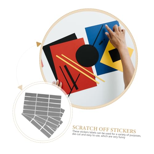 ZUNOXAZ 25 Blatt Kratzaufkleber Rechteckig Selbstklebend DIY Belohnungslabels für Überraschungen Vielseitige Scratch Off Sticker für Events Spielspaß mit Familie und Freunden von ZUNOXAZ