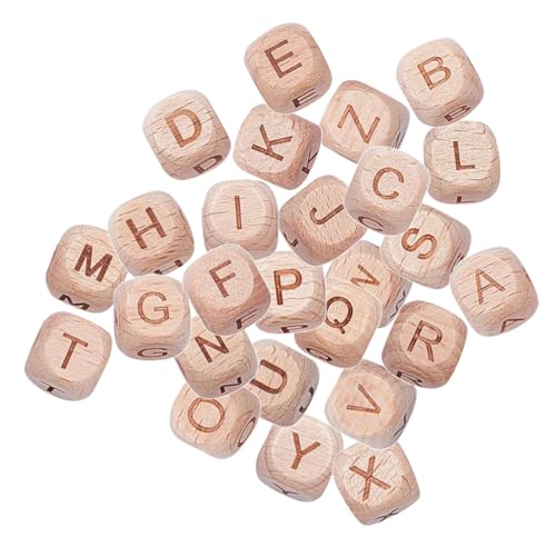 ZUNOXAZ 26 Stück Teiliges Buchstaben Holzperlen Beech Eckige Alphabet Perlen für DIY Schmuckherstellung Armband Halskette Basteln Zubehör Natürliches Holz Robust Langlebig von ZUNOXAZ