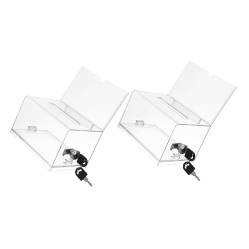 ZUNOXAZ 2Stücke Transparente Acrylbox für Visitenkarten Abschließbare Spendenbox Vorschlagsbox für Veranstaltungen Hochzeiten und von ZUNOXAZ