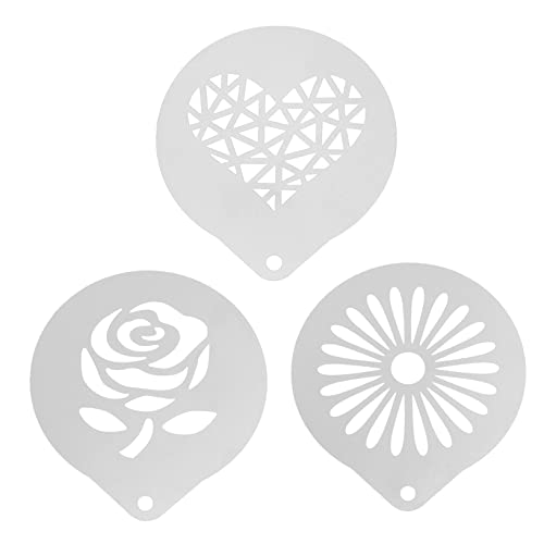 ZUNOXAZ 3 Stück Kreative Kaffeestencils aus Wiederverwendbare Schablonen für Latte Art und Kuchen Dekoration für DIY Kaffee und Desserts von ZUNOXAZ