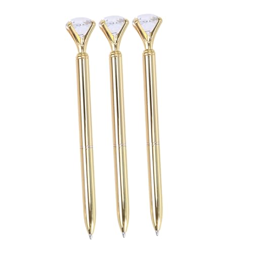 ZUNOXAZ 3 Stück Kugelschreiber mit Großem Kristalldiamant Metallische Goldfarbe Feine Spitze Langlebig und Glatt Schreibend für Schule Büro ZUNOXAZ 3 Stück Kugelschreiber mit Großem Kristalldiamant Metallische Goldfarbe Feine Spitze Langlebig und Glatt Schreibend für Schule Büro von ZUNOXAZ