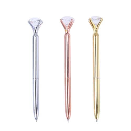 ZUNOXAZ 3 Stück Teiliges Kugelschreiber Rosegold Metall mit Großem Diamant Glattes Schreiben Verschleißfest Stilvoll für Bürobedarf Schule und Geschenkideen ZUNOXAZ 3 Stück Teiliges Kugelschreiber Rosegold Metall mit Großem Diamant Glattes Schreiben Verschleißfest Stilvoll für Bürobedarf Schule und Geschenkideen von ZUNOXAZ