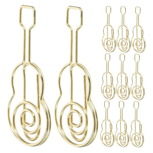 ZUNOXAZ 30 Stück Gitarrenförmige Büroklammern aus Metall Goldene Papierclips für Notizen Dokumente und Schulbedarf Einzigartige und Vielseitige Bürobedarf Accessoires von ZUNOXAZ