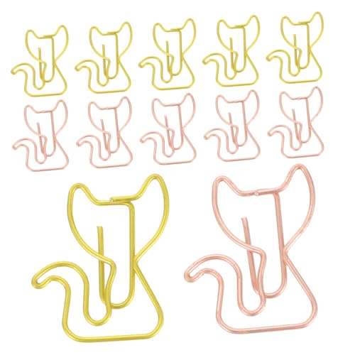 ZUNOXAZ 30 Stück Teiliges Katzen Büroklammer Metallclips mit Glänzendem Finish Stilvolle Katzenform Sichere Glatte Kanten Multifunktional als Lesezeichen und Memohalter für Büro und von ZUNOXAZ