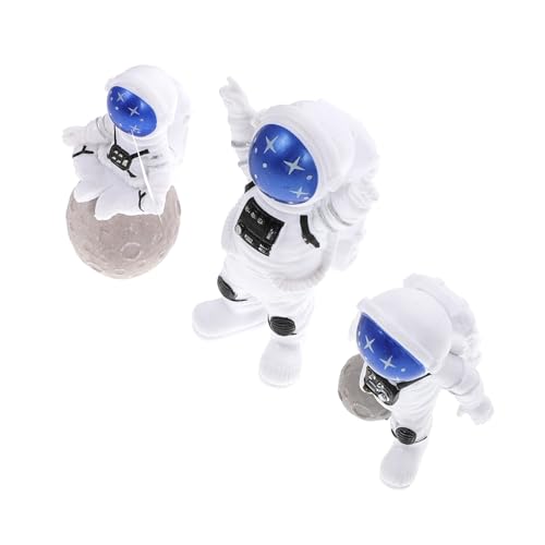 ZUNOXAZ 3stücke Teiliges Kreative Astronauten Resin Figuren Stilvolle Desktop Deko Für Kinderzimmer Und Weltraum-themenpartys Langlebig Und Leicht Als Fotodeko Und Wohnaccessoire von ZUNOXAZ