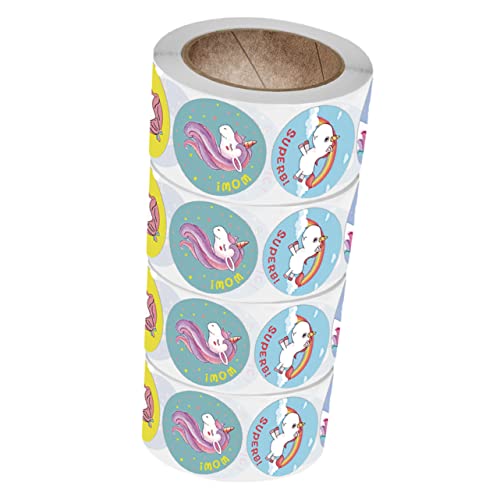 ZUNOXAZ 4 Rollen Selbstklebende Aufkleber Motivierende Cartoon Aufkleber für Belohnungssticker für Lehrer und Kreative Dekoration für Notizbücher und Scrapbooking von ZUNOXAZ