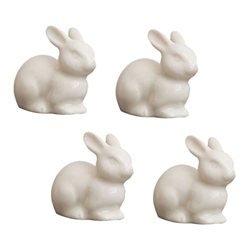 ZUNOXAZ 4 STÜCKE Teiliges Miniatur Osterhasen aus Keramik Handgefertigte Hasendeko für Wohnzimmer Garten Tisch und DIY Mikro Landschaft Ostern Dekoration für Zuhause und Büro von ZUNOXAZ