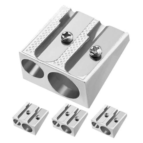 ZUNOXAZ 4 Stück Bleistiftspitzer Masse Für Schulhandbuch Augenstiftspitzer Für Frauen Handspitzer Für Bleistifte Skizzierstiftschärfer Aluminiumlegierung Silber von ZUNOXAZ