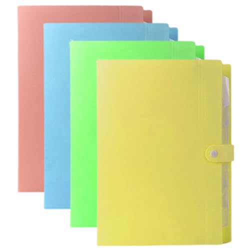 ZUNOXAZ 4 Stück Teiliges Multi Layer Dokumenten Organizer Fächermappe in Blau Gelb und Grün Wasserfest Tragbar für Büro und Schule von ZUNOXAZ