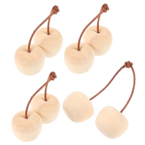 ZUNOXAZ 4 Stück Unlackierte Holzfrüchte Kirsche DIY Bastelornamente Blanko Holzfrüchte für Kreative Malprojekte für Erwachsene Leichte und Sichere Dekorationen von ZUNOXAZ