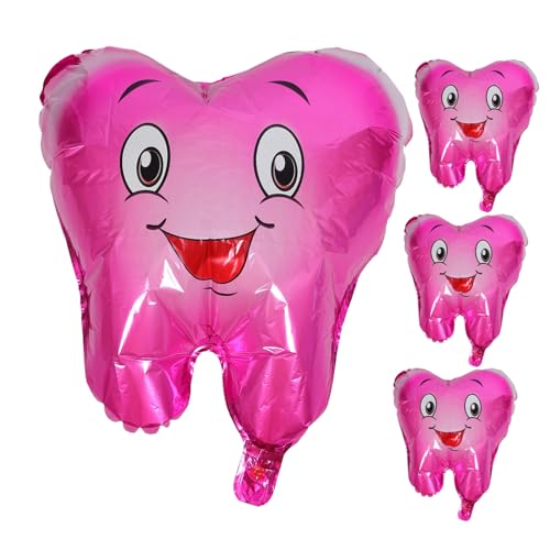 ZUNOXAZ 4 Stück Zahnballon Dekoration für Shower Kindergeburtstag Cartoon Design Stilvolle Party Luftballons für Verschiedene Feiern Vielseitig Einsetzbar von ZUNOXAZ