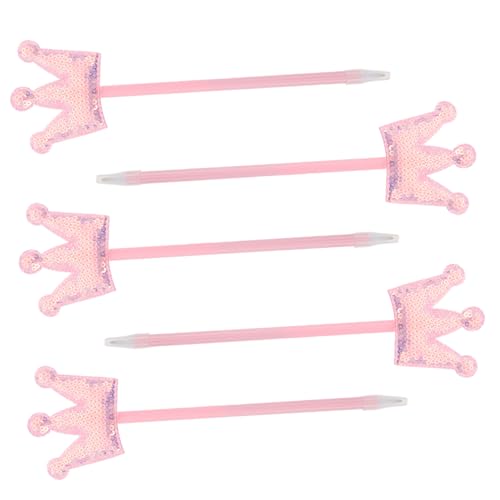 ZUNOXAZ 5 Stück Teiliges Kreative Pinke Glitzer-kugelschreiber mit Kronen-design Glatte Schreibfunktion Bunte Tinte als Geburtstagsgeschenk für Mädchen Schüler und Bürobedarf von ZUNOXAZ