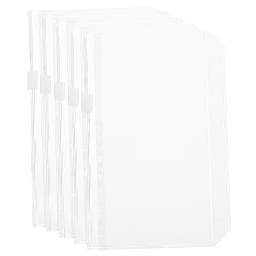 ZUNOXAZ 5 Stück Transparente PVC Zipper Binder Taschen Wasserdichte Locher Ordner Hüllen Wiederverwendbare Loseblatt Beutel für Dokumente Organizer Zubehör Format von ZUNOXAZ