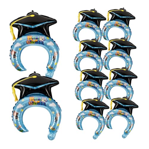 ZUNOXAZ 50 Stück Aufblasbare Abschluss Stirnbänder in Blau und Cartoon Party Haarreifen als Abschlussfeier Dekoration Foto Requisiten für Graduation Party Favor Geschenk von ZUNOXAZ