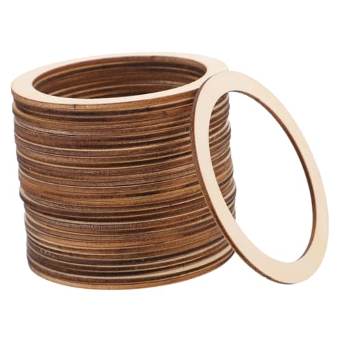 ZUNOXAZ 50 Stück Holzringe Rund Blanko zum Bemalen DIY Holzscheiben für Schmuck Basteln Makramee und Dekoration Naturbelassene Holzkreise für Kreative Handarbeiten von ZUNOXAZ