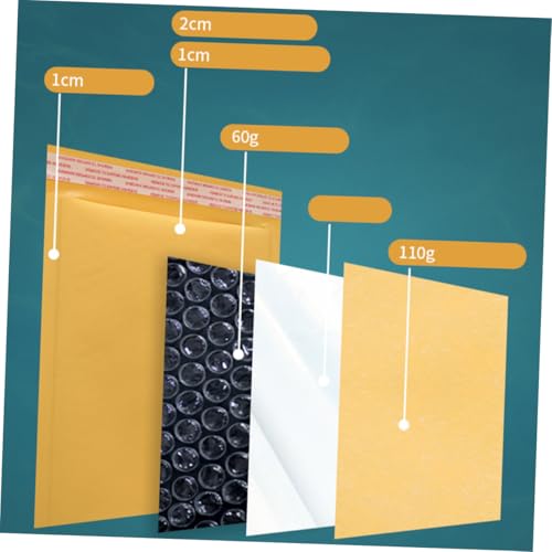 ZUNOXAZ 50 Stück Kraftpapier Luftpolster Versandtaschen Gepolstert Selbstklebend Stoßdämpfend für Sicheren Paketversand Briefe Schutz von ZUNOXAZ