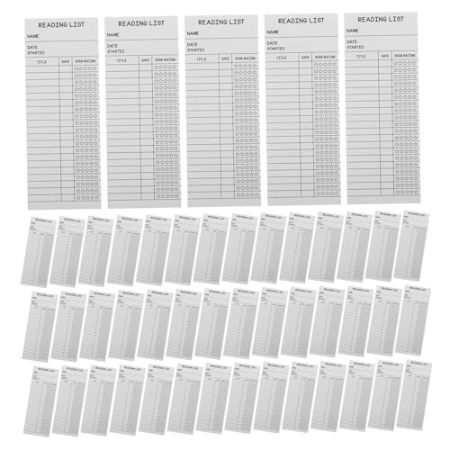 ZUNOXAZ 50 Stück Lesezeichen aus Einfachem Papier mit Leselisten Tracker Bibliothekskarten ohne Loch zum Aufzeichnen von Buchtiteln Start und Enddatum Bewertung für Schüler Lehrer und ZUNOXAZ 50 Stück Lesezeichen aus Einfachem Papier mit Leselisten Tracker Bibliothekskarten ohne Loch zum Aufzeichnen von Buchtiteln Start und Enddatum Bewertung für Schüler Lehrer und von ZUNOXAZ