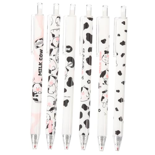 ZUNOXAZ 6 Stück Gel tinten Kugelschreiber Milchkuh design Druckkugelschreiber mit Ergonomischem Griff für Schüler Bürobedarf und Geschenkideen Leicht Kompakt Langlebig von ZUNOXAZ