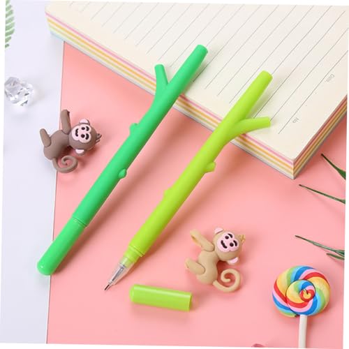 ZUNOXAZ 6 Stück Gelstifte mit Affenmotiv Nachfüllbare Kugelschreiber für Büro Spielerische Design Sanfter Tintenfluss für Schule und Journaling Grün Mix von ZUNOXAZ