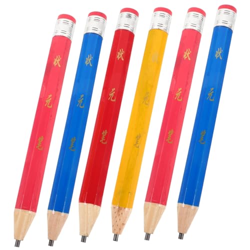 ZUNOXAZ 6 Stück Teiliges Holz Buntstifte für Ergonomisch Rutschfest mit Radiergummi Extra Groß Lustig für Schule und Malen in Zufälligen Farben Zufällige Farbe Zufällige Farbe von ZUNOXAZ