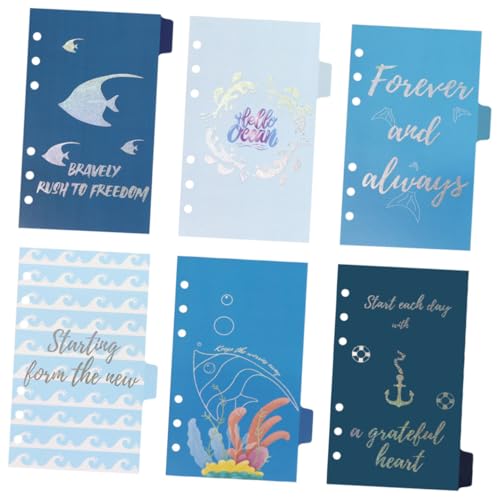 ZUNOXAZ 6 Stück Teiliges Nachfüllpapier Ocean Style Farbige Trennblätter für Ringbuch Praktische Sortierhilfe für Büro Schule und Studium als für Administrative Profis von ZUNOXAZ