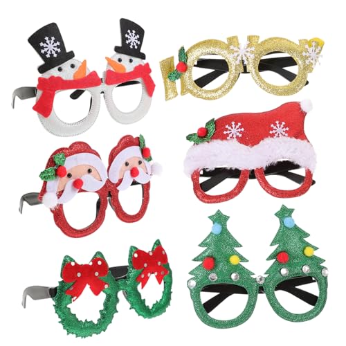 ZUNOXAZ 6 Stück Weihnachtsbrillen Lustige Cartoon Weihnachtsbrillen für Wiederverwendbare Partybrillen Weihnachtskostüm Accessoires Festlichkeiten und Feiern von ZUNOXAZ