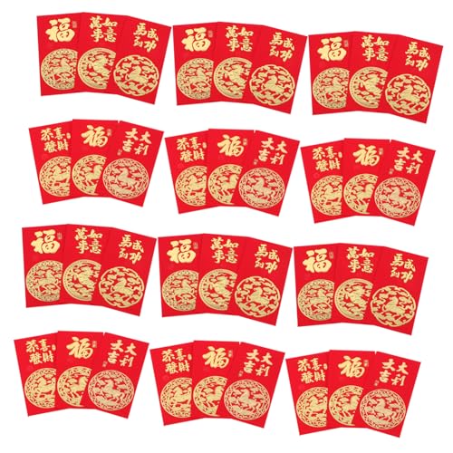 ZUNOXAZ 60 Stück Chinesische Hongbao Jahr Des Pferdes Rote Umschläge für Geldgeschenke Traditionelle Lunar Neujahrsumschläge Vielseitig Verwendbar für Frühlingsfest und Familienfeiern von ZUNOXAZ