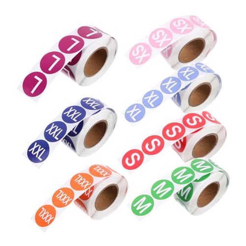 ZUNOXAZ 7 Rollen Xs S Xl Xxl Xxxl Farbige Praktische Aufkleber für und Einzelhandel Einfach zu Verwenden Robustes Papiermaterial von ZUNOXAZ