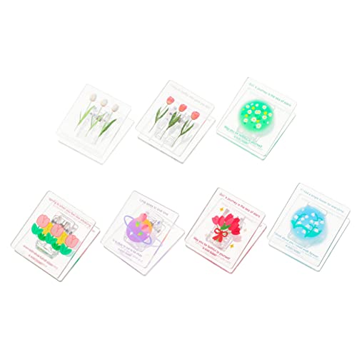 ZUNOXAZ 7 Stück Teiliges Bunter Acryl Clip mit Blumenmuster Multifunktionale Büroklammern für Dokumente Schule und Kreative Anwendungen von ZUNOXAZ