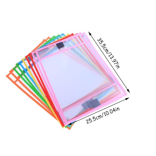 ZUNOXAZ 8 Stück Teiliges Wiederverwendbare PVC Dry Erase Pockets Transparente Abwischbare Hüllen Schützende Schreibfolien für Schule und Büro Praktische Zufällige Farbe Zufällige Farbe von ZUNOXAZ