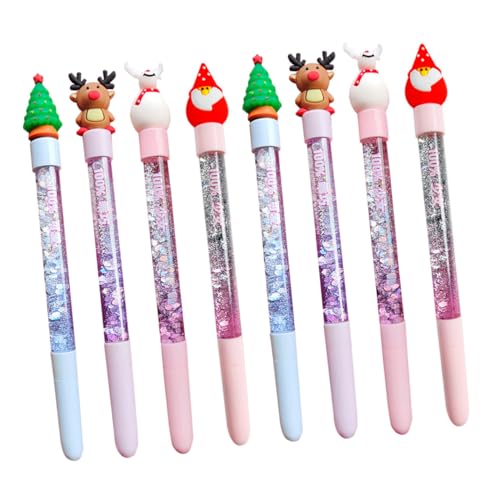 ZUNOXAZ 8 Stück Treibsand-Gelstift Schreibwaren entzückender Stift kreativer Stift schöner Gelstift Kugelschreiber mit Weihnachtsmotiv Schreibstift weiches Gummi von ZUNOXAZ