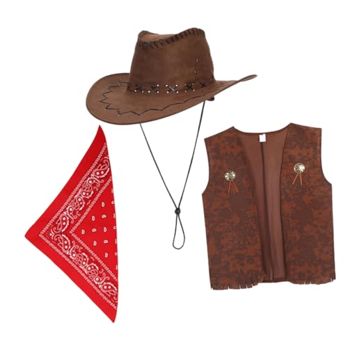 ZUNOXAZ Cowboy Kostüm Set für Teiliges Western Outfit mit Weste und Halstuch für Karneval Cosplay und Kreative Spiele Geeignet für Große ZUNOXAZ Cowboy Kostüm Set für Teiliges Western Outfit mit Weste und Halstuch für Karneval Cosplay und Kreative Spiele Geeignet für Große von ZUNOXAZ